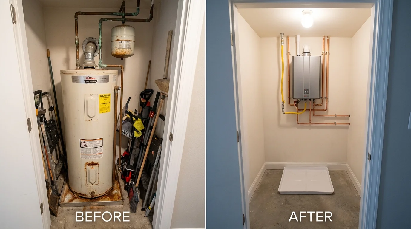 Tank water heater versus wall-mounted tankless unit comparison for Providence, KY homeowners